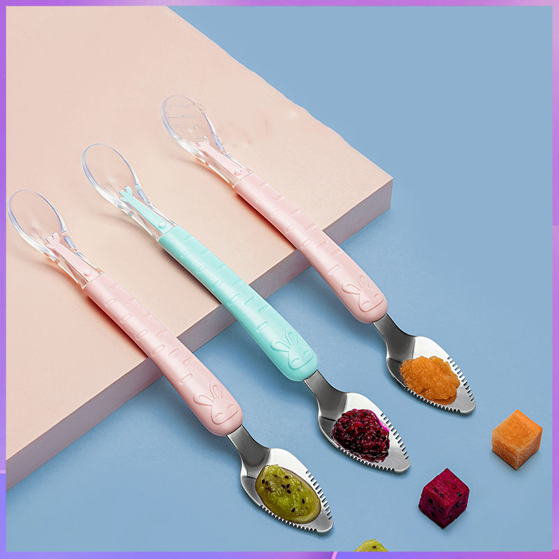 Baby Food Eating - Cucchiaio raschietto a doppia testa per