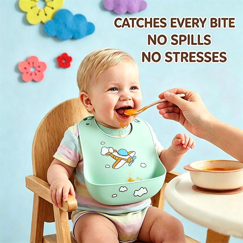 Baby Food Eating - Bavaglino in silicone per l'alimentazione del