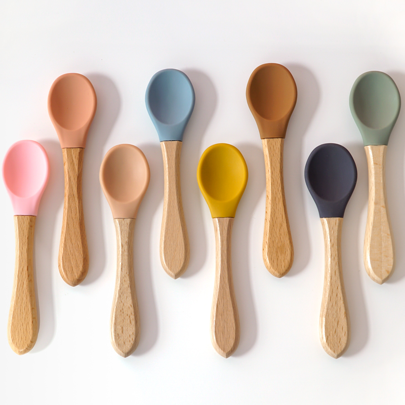 Baby Food Eating - Alimentazione Manico in legno Cucchiaio in